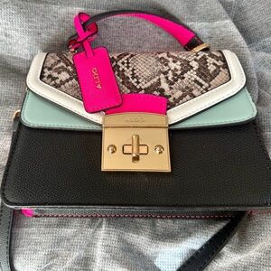 Aldo Multicolor Crossbody Bag with Gold Clasp